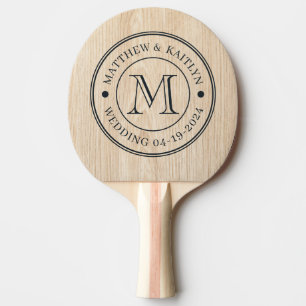 White Pine Wedding Monogram Ping Pong Paddle