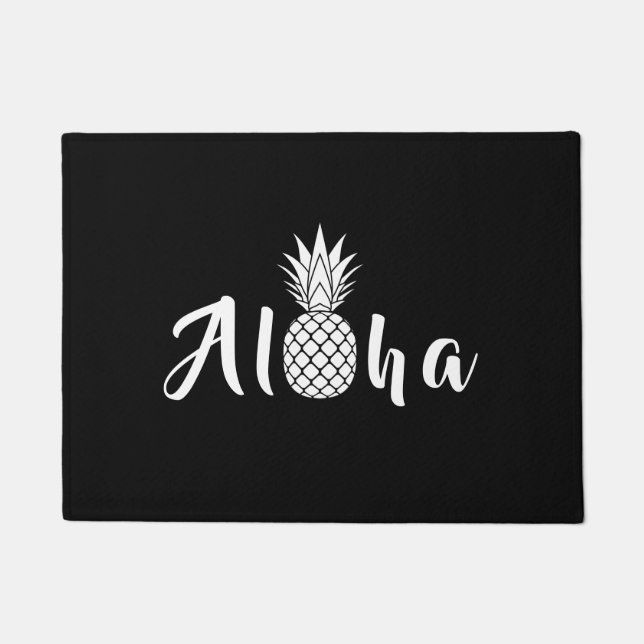 White Pineapple Hawaiian Aloha Doormat (Front)