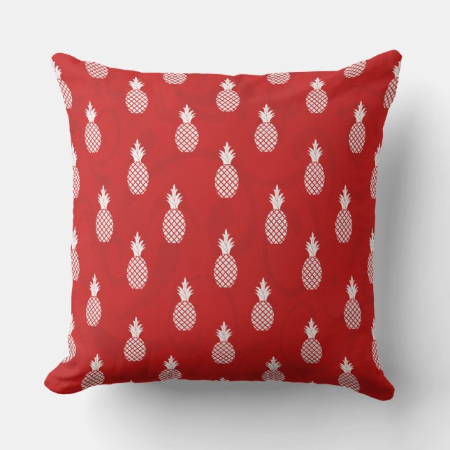 White Pineapple Pattern Stylish and Fun Outdoor Pillow (Front)