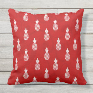White Pineapple Pattern Stylish and Fun Outdoor Pillow
