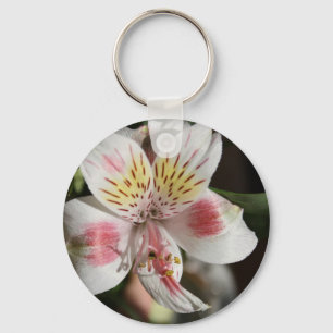 White/Pink Alstroemeria Flower Key Chain