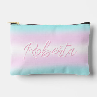 white, pink, and light blue and your name accessory pouch