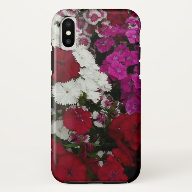 White, Pink and Red Dianthus Floral Case-Mate iPhone Case (Back)