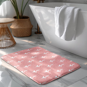 White & pink art-deco pattern bath mat