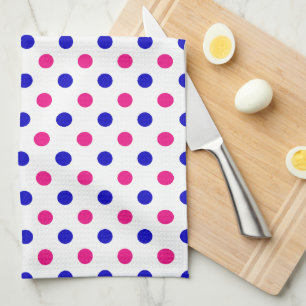 White Pink Blue Polka Dot Pattern Kitchen Towel