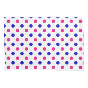 White Pink Blue Polka Dot Pattern Pillowcase