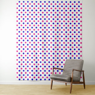 White Pink Blue Polka Dot Pattern Tapestry