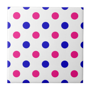 White Pink Blue Polka Dot Pattern Tile