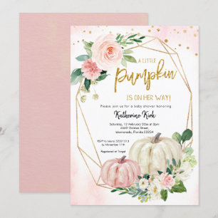 White Pink Blush Pumpkin is on the way Invitation