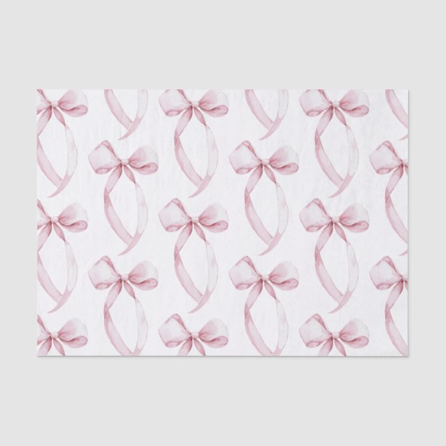 White Pink Bows Birthday Tissue Paper (Front)