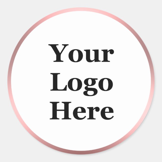 White Pink Brushed Metal Look Your Logo Here Classic Round Sticker (Front)