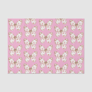 White Pink Butterfly Hearts Birthday Tissue Paper