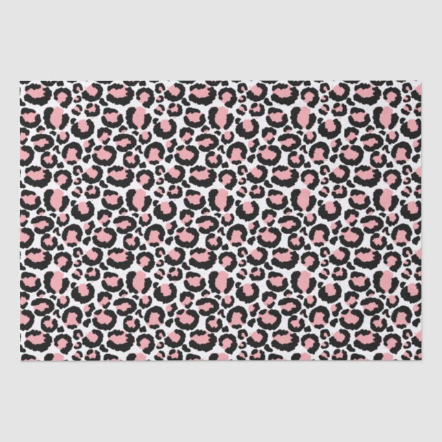 White Pink Cheetah Print Tissue Paper (Front)