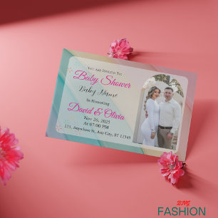 White & Pink Classic Colourful Baby Shower  Invitation