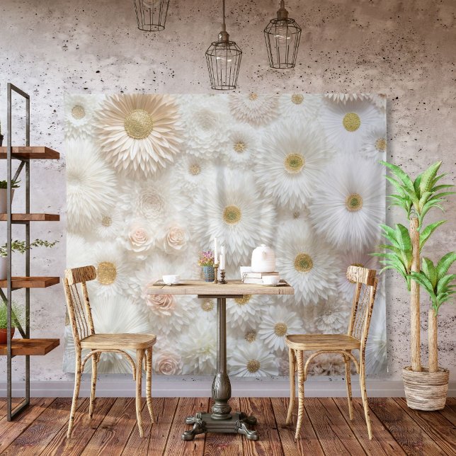White Pink Daisy Flower Wall Tapestry Backdrop (Creator Uploaded)