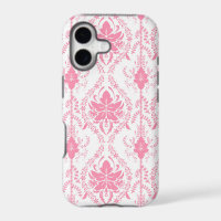 white pink damask pattern