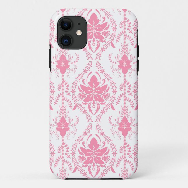 white pink damask pattern  Case-Mate iPhone case (Back)