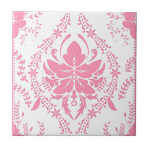 white pink damask pattern  tile