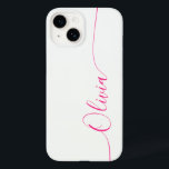 White Pink Elegant Calligraphy Script Name Case-Mate iPhone 14 Case<br><div class="desc">White Pink Elegant Calligraphy Script Custom Personalized Name iPhone 14 Smart Phone Cases features a modern and trendy simple and stylish design with your personalized name in elegant hand written calligraphy script typography on a white background. Designed by ©Evco Studio www.zazzle.com/store/evcostudio</div>