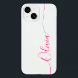 White Pink Elegant Calligraphy Script Name Case-Mate iPhone 14 Case<br><div class="desc">White Pink Elegant Calligraphy Script Custom Personalized Name iPhone 14 Smart Phone Cases features a modern and trendy simple and stylish design with your personalized name in elegant hand written calligraphy script typography on a white background. Designed by ©Evco Studio www.zazzle.com/store/evcostudio</div>