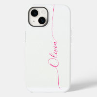 White Pink Elegant Calligraphy Script Name