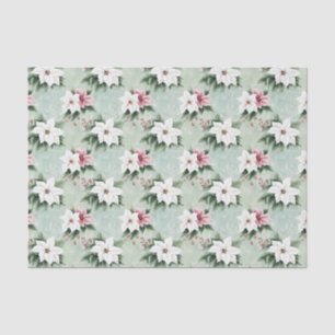 White Pink Elegant Christmas Poinsettias Tissue Paper