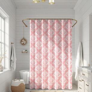 White & Pink Floral Damasks Pattern