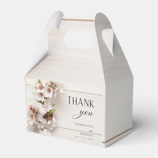 White Pink Floral | Wedding Favour Favor Box (Front Side)