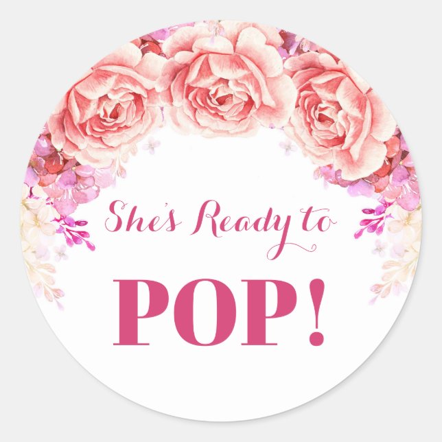 White Pink Flower Ready to Pop Favour Tag (Front)