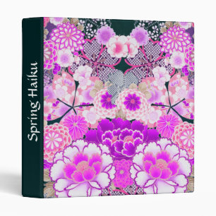 WHITE PINK FLOWERS Peony,Roses Japanese Floral Binder