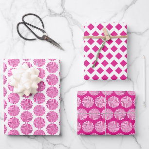 White Pink Geometric Simple Clean Wrapping Paper Sheet