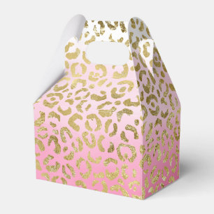White Pink Gold Glam Leopard Favor Box
