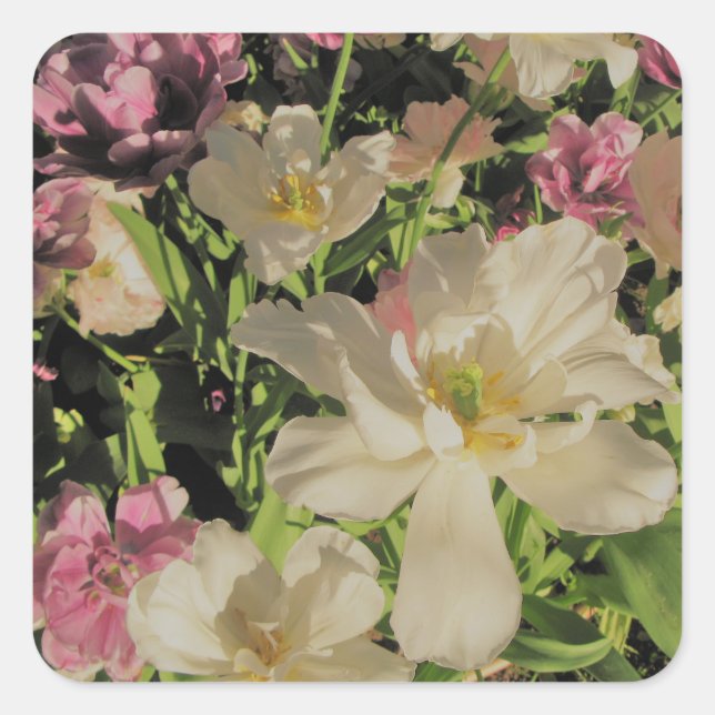 White pink green and yellow floral Sticker (Front)