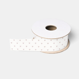 White Pink Hearts Grosgrain Ribbon