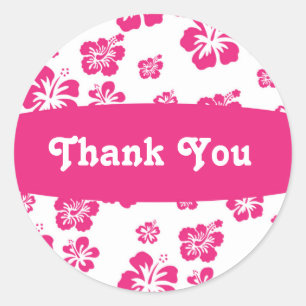 White & Pink Hibiscus Flower Floral Party Sticker