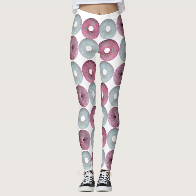 White & pink iced donuts leggings (Front)