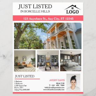 White & Pink Just Listed Real Estate Flyer