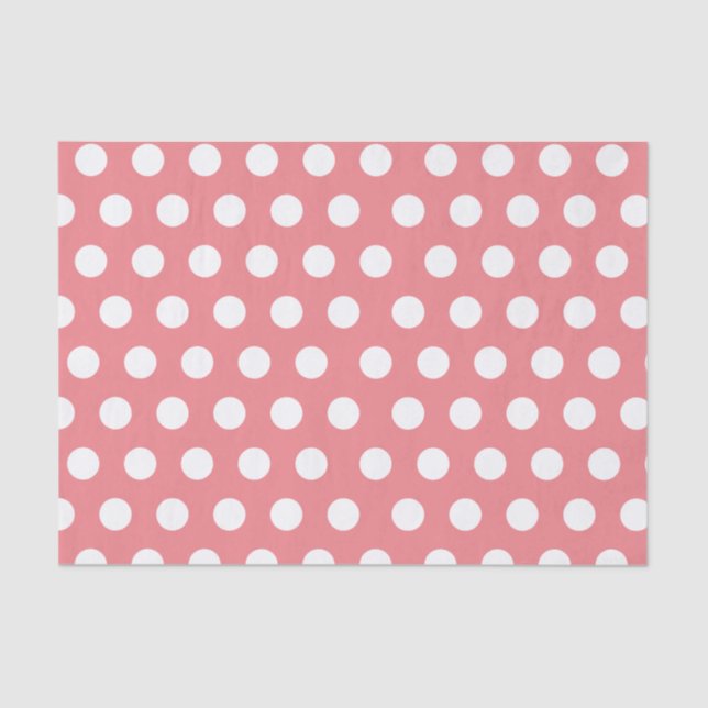 White & Pink Large Medium Polka Dot Party Tissue Paper (Front)
