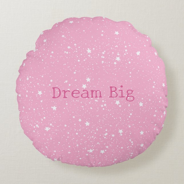 White Pink Lavender Sky of Stars Round Pillow (Front)