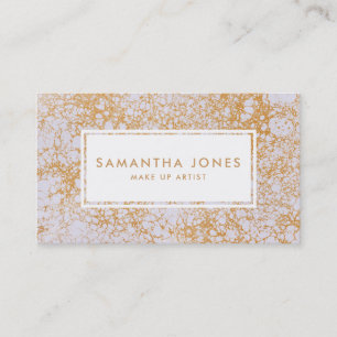 White Pink Marble Gold Leaf Make Up Artist Business Card