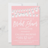 White Pink Mason Jar String Lights Bridal Shower
