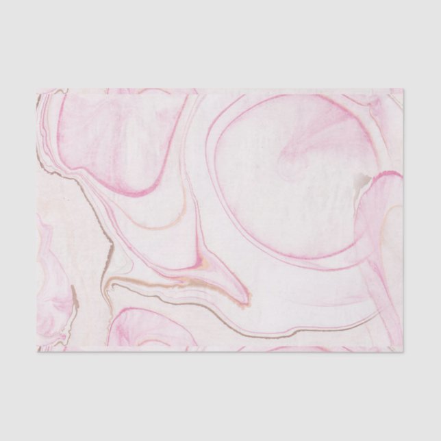 White & Pink Modern Marble Swirls Tissue Paper (Front)