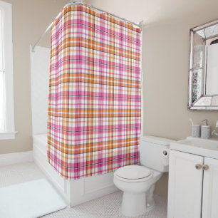 White Pink Orange Plaid Tartan Design
