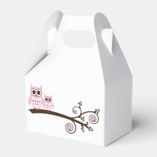 White & Pink Owl Theme Party Favours Favor Box