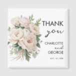 white pink peonies floral rustic wedding favours magnet<br><div class="desc">white pink peonies floral rustic wedding favours,  easily customized and personalized for your special wedding events by adding text of name and date</div>