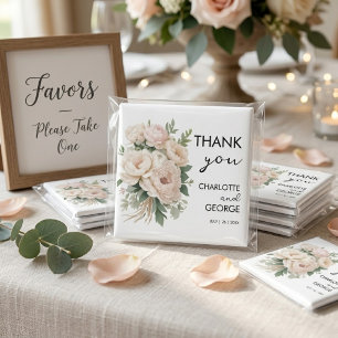 white pink peonies floral rustic wedding favours magnet