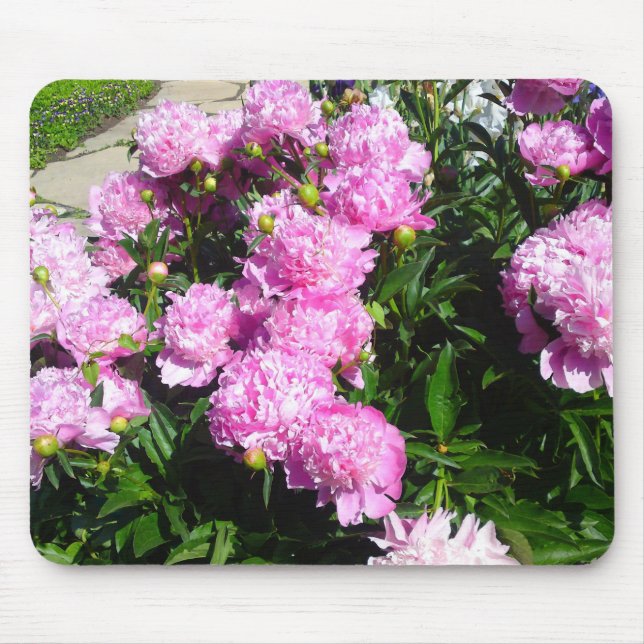 White Pink Peony Mousepad (Front)