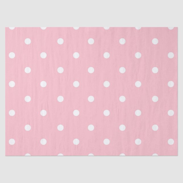 White Pink Polka Dot  Tissue Paper (Front)