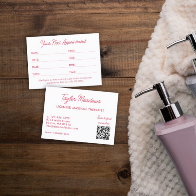 White Pink Practical QR Code Multi Appointment  Card (Creator Uploaded)