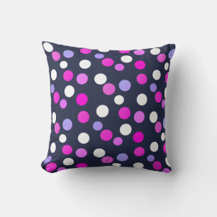 White, Pink Purple Blue Balls Circles Throw Pillow